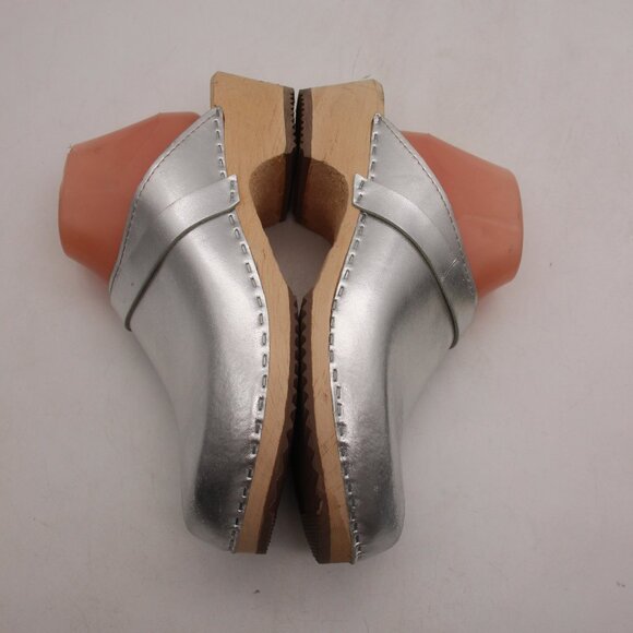 Lotta's From Stockholm Women's Size EU 42 Swedish Silver Clogs Wood - Picture 8 of 12